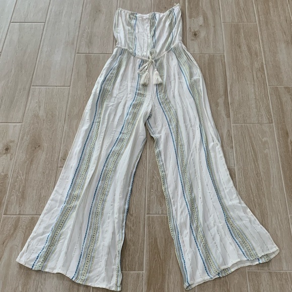 Elan White and Blue Striped Jumpsuit - Picture 1 of 6